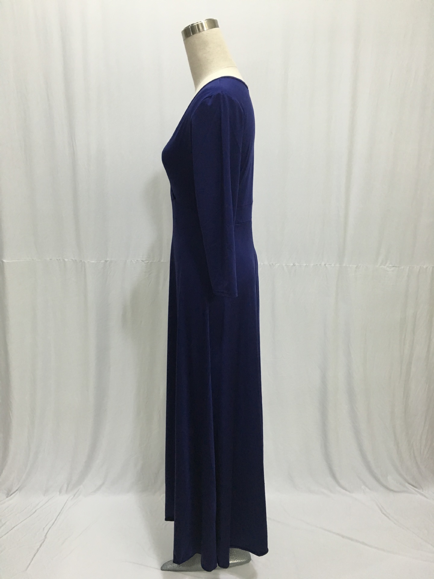 SZ60044-5 Women Long Knitwear V Neck Plus Size Bridesmaid Dress with Long Sleeve